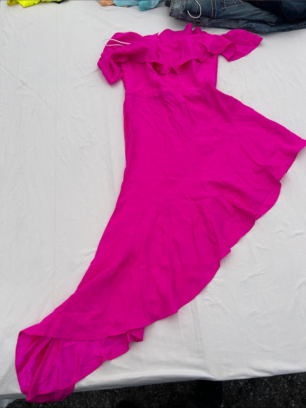 Amanda Uprichard Hot Pink One-Shoulder Ruffle Dress